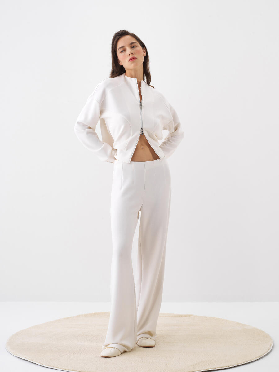 Beyaz Oversize Modal Sweatmont - 2