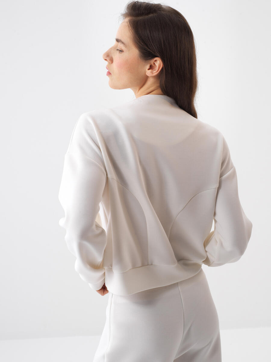 Beyaz Oversize Modal Sweatmont - 4