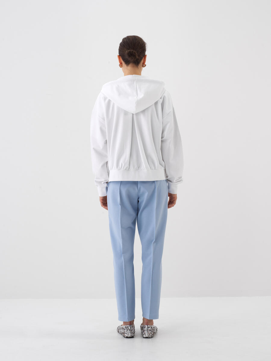 Beyaz Oversize Pamuklu Sweatmont - 4