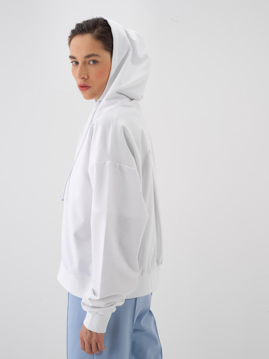 Beyaz Oversize Pamuklu Sweatmont