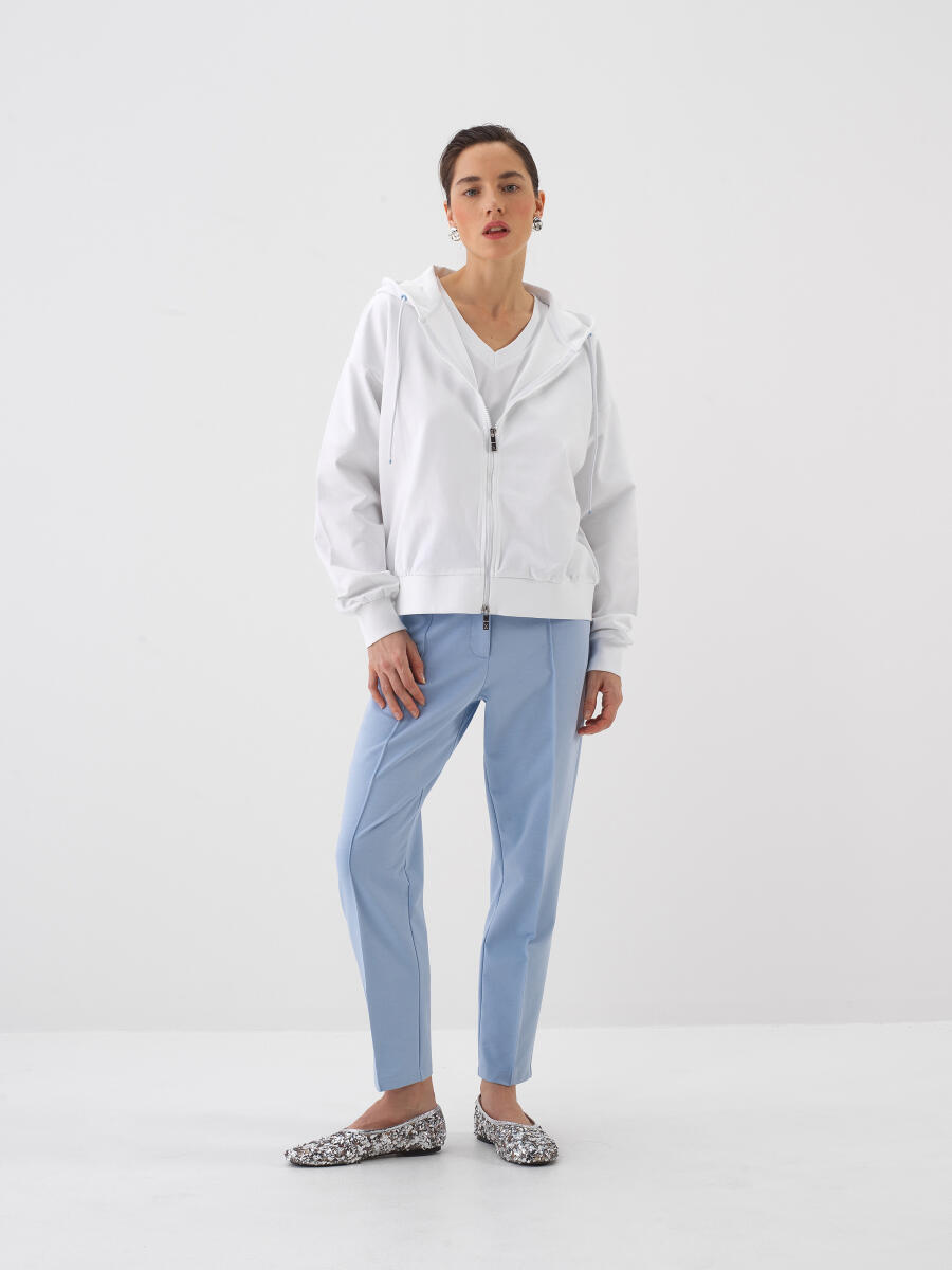 Beyaz Oversize Pamuklu Sweatmont - 2