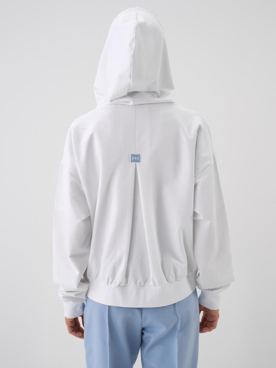 Beyaz Oversize Pamuklu Sweatmont - 3