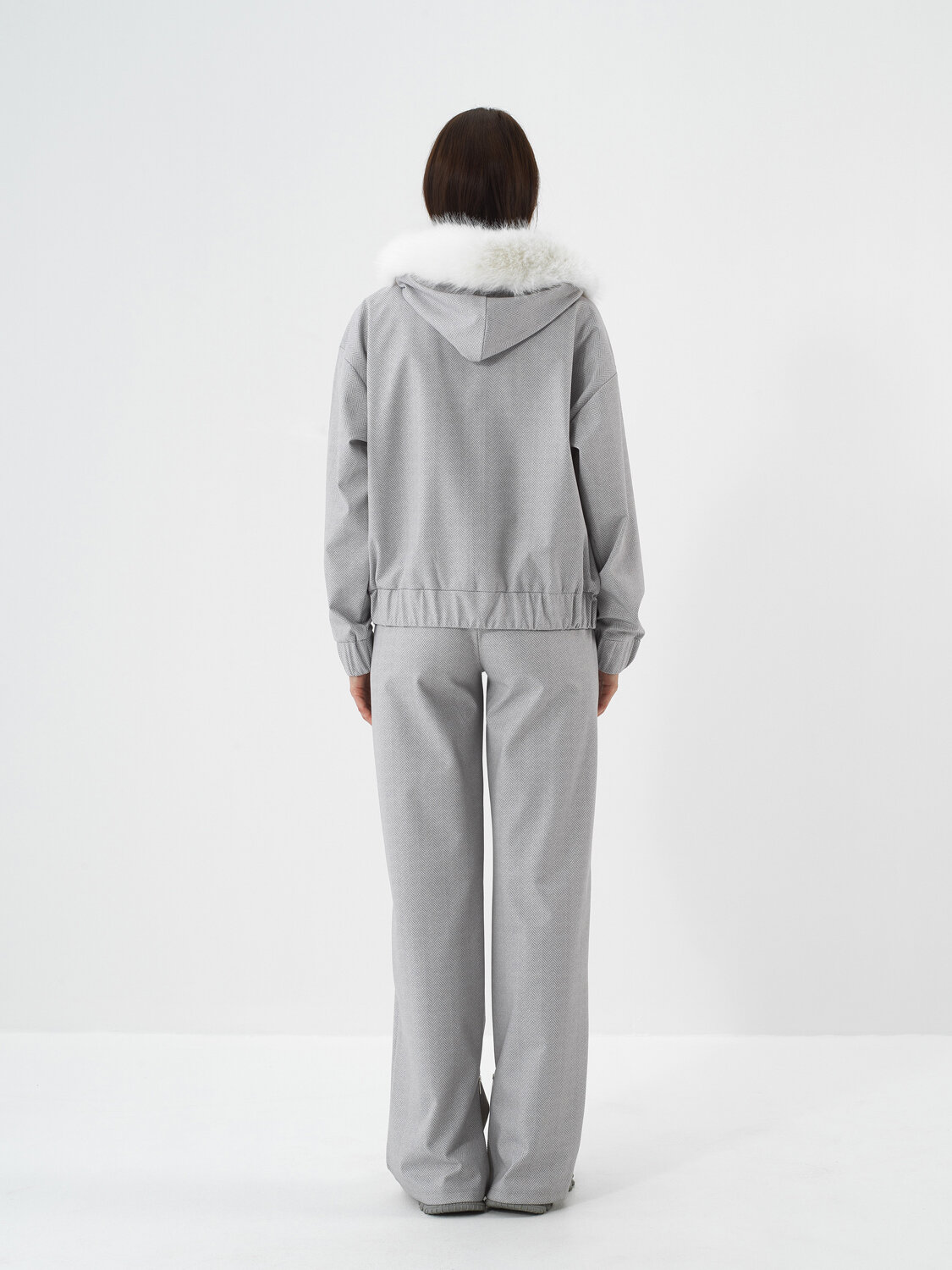 Gri Pamuk Dokulu Oversize Sweatmont - Xint