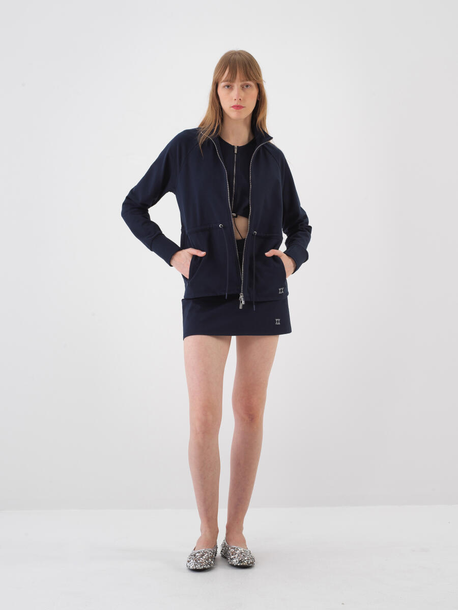Lacivert Oversize Pamuklu Sweatmont - 2