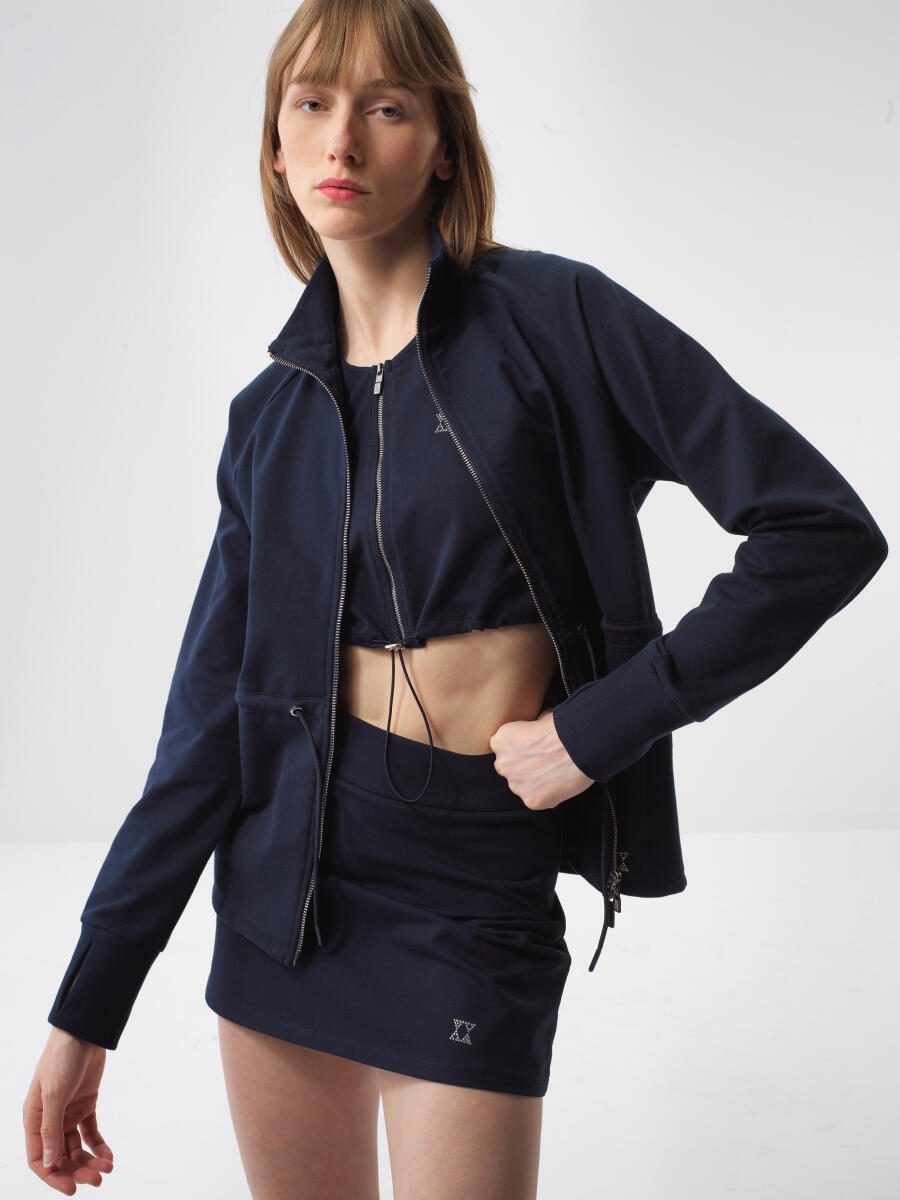 Lacivert Oversize Pamuklu Sweatmont
