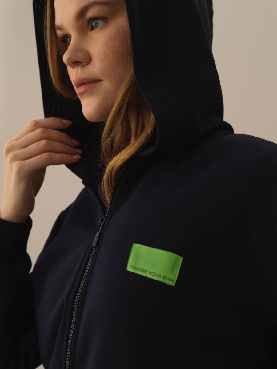 Lacivert Pamuk Dokulu Oversize Sweatmont - 3