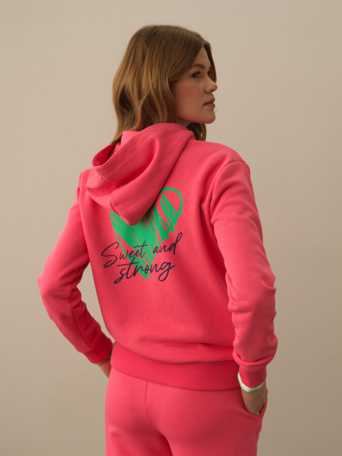 Pembe Pamuk Dokulu Oversize Sweatmont - Xint