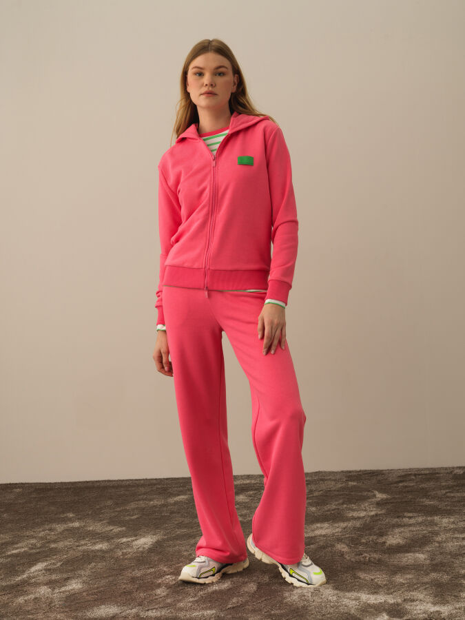 Pembe Pamuk Dokulu Oversize Sweatmont - Xint