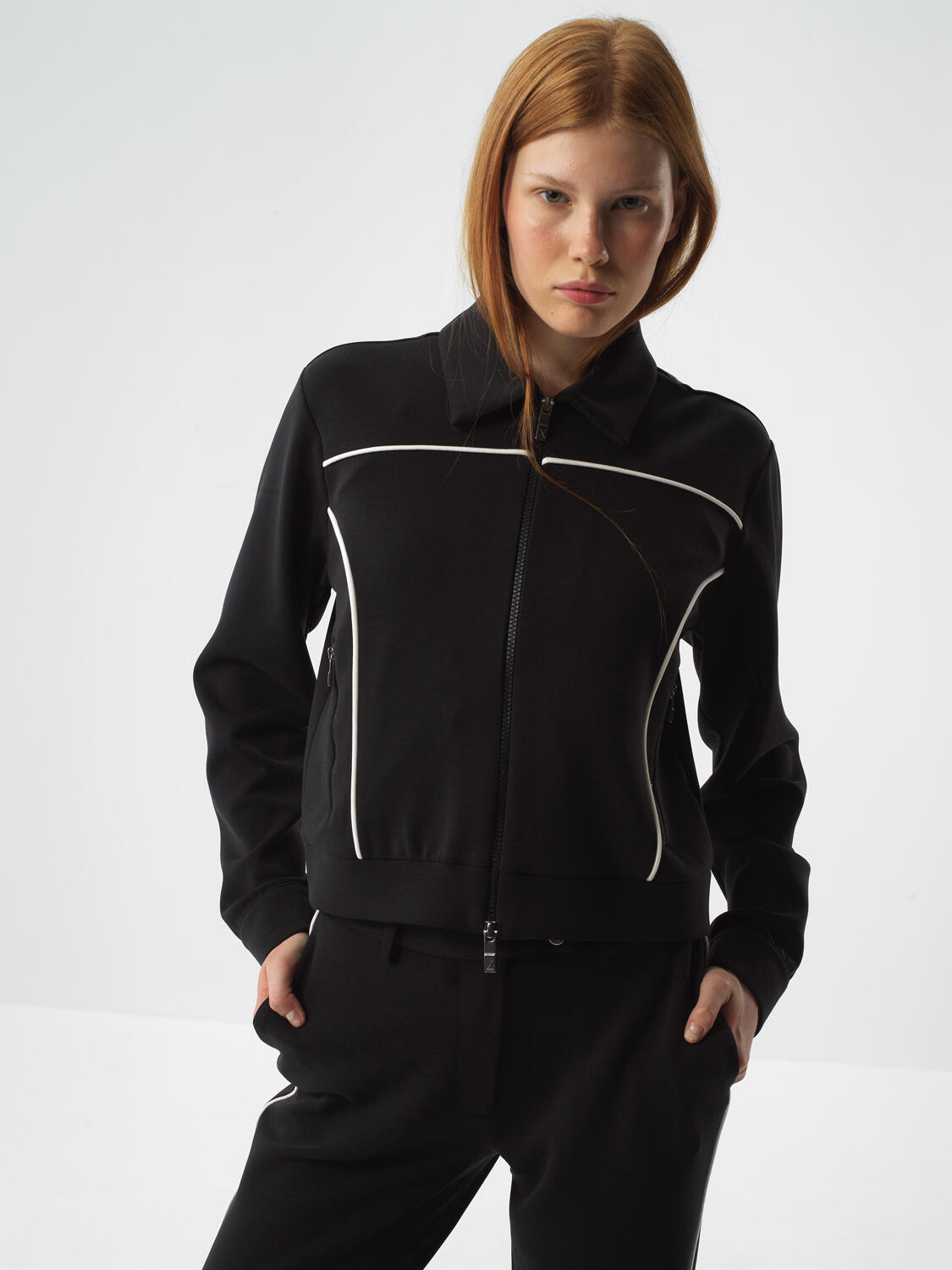 Siyah Modal Dokulu Regular Fit Sweatmont - 2