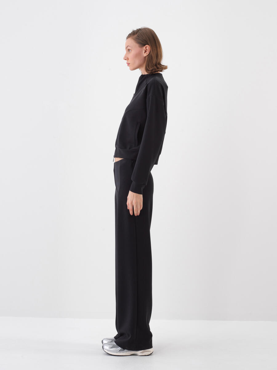 Siyah Oversize Modal Sweatmont - 4