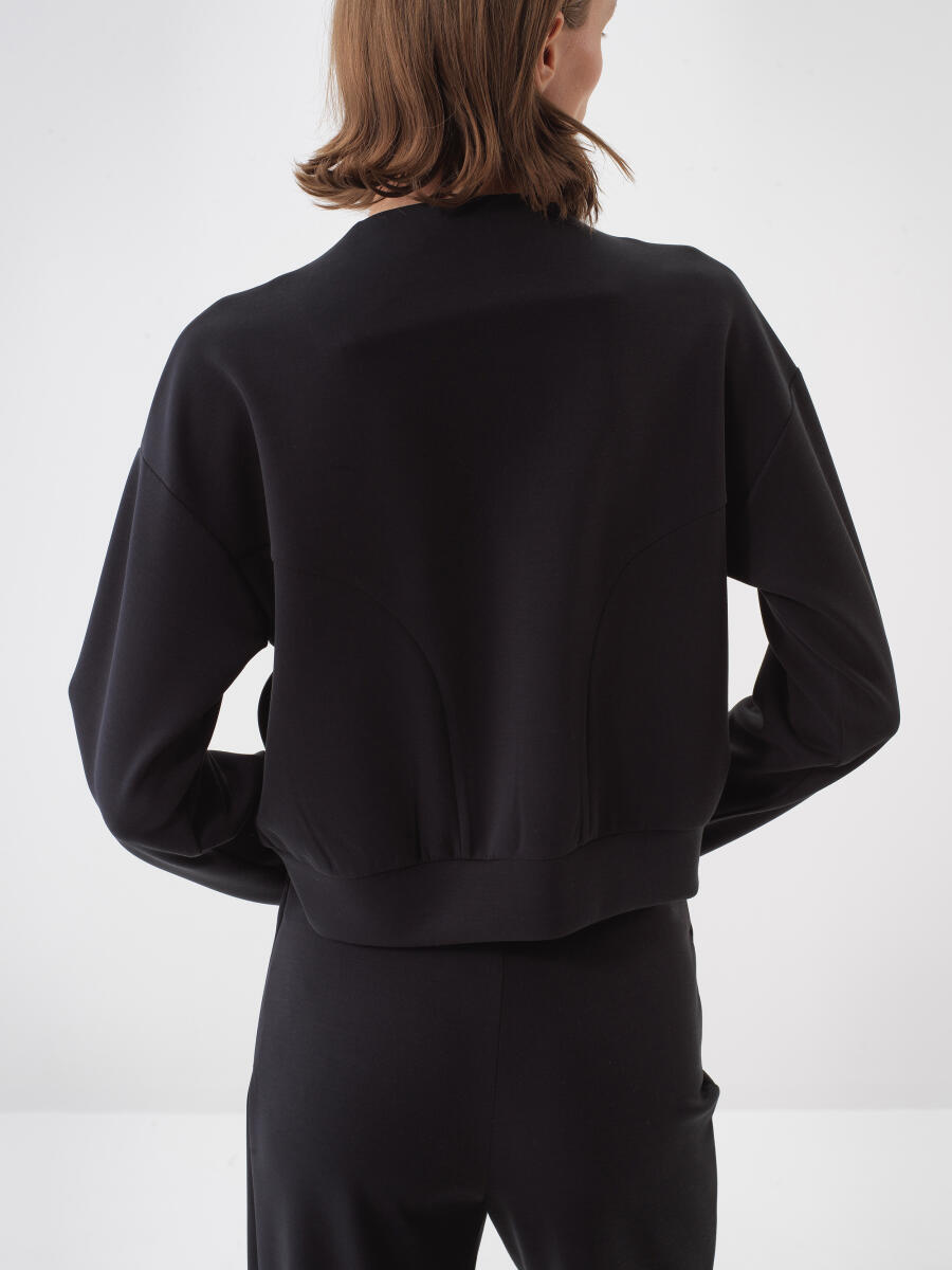 Siyah Oversize Modal Sweatmont - 5