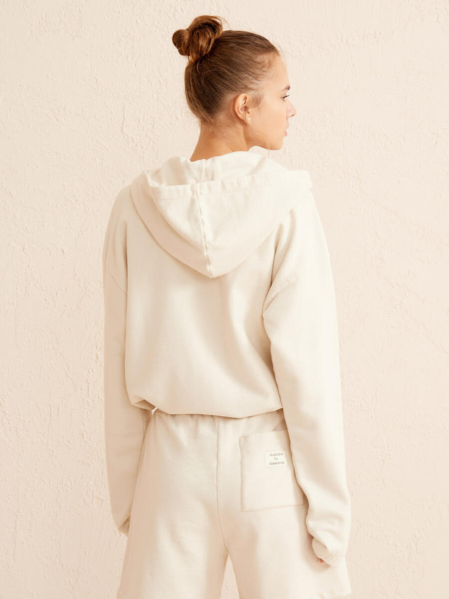 Bej Oversize Pamuklu Sweatshirt - 5