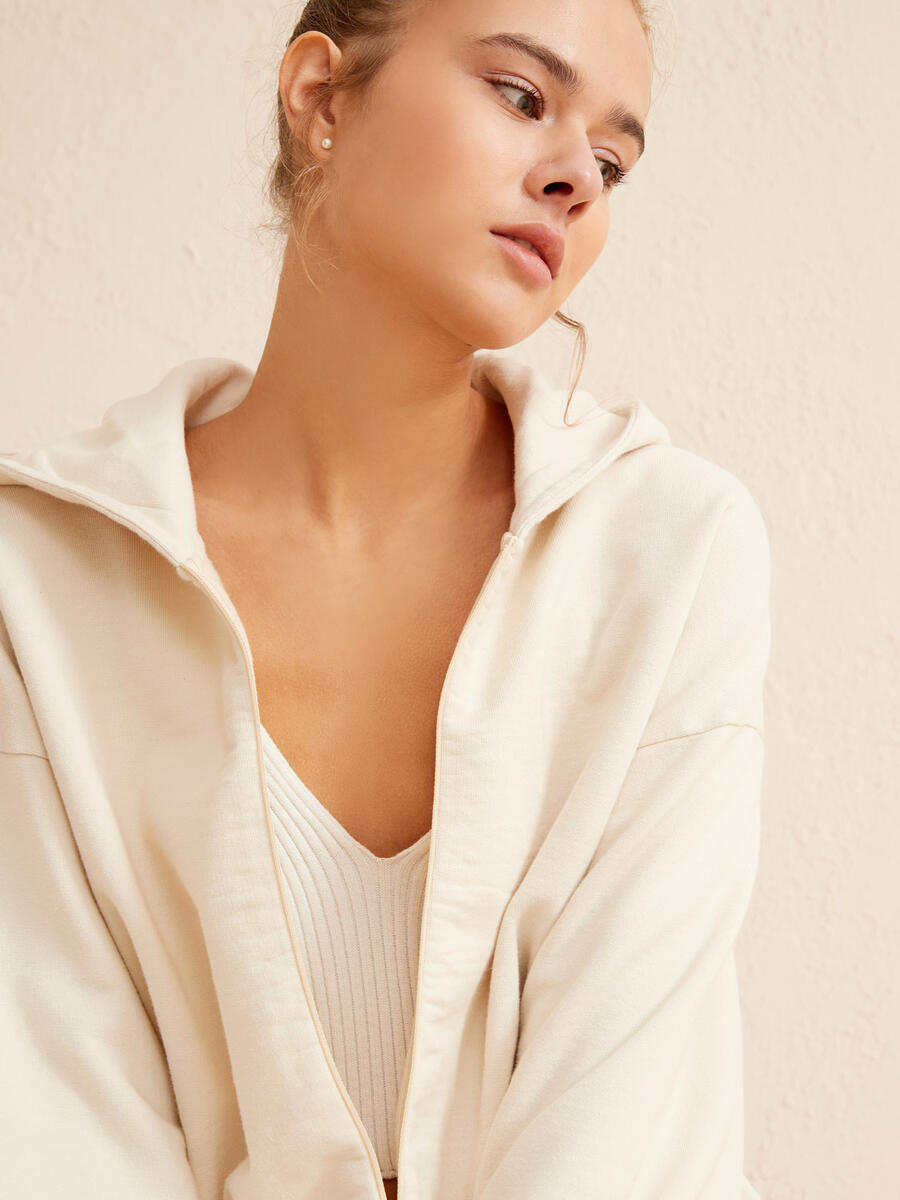 Bej Oversize Pamuklu Sweatshirt - 3