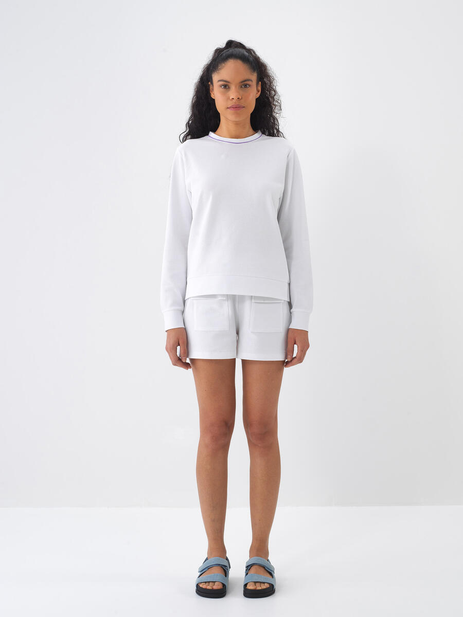 Beyaz Regular Fit Pamuklu Sweatshirt