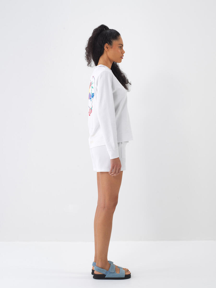 Beyaz Regular Fit Pamuklu Sweatshirt - 3