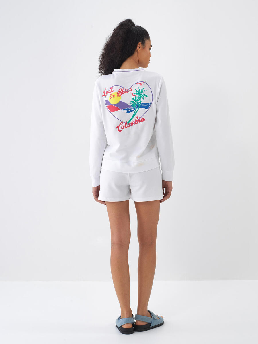 Beyaz Regular Fit Pamuklu Sweatshirt - 2