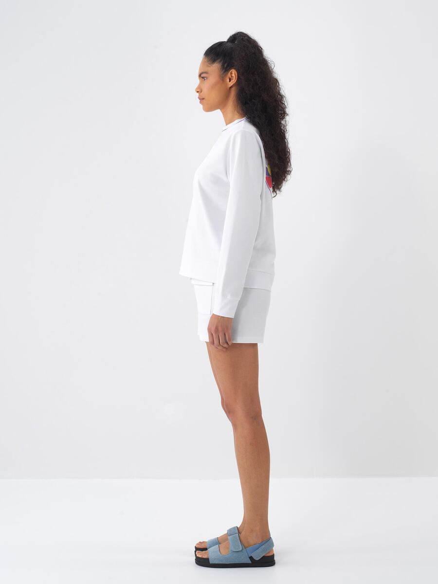 Beyaz Regular Fit Pamuklu Sweatshirt - 4