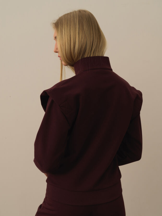 Bordo Pamuk Dokulu Regular Fit Sweatshirt - Xint