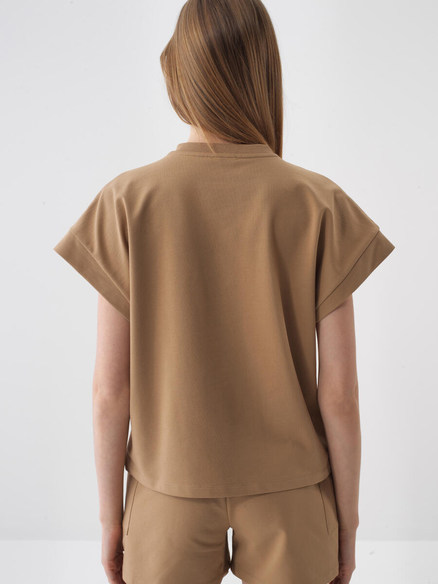 Camel Oversize Pamuklu Sweatshirt - 4