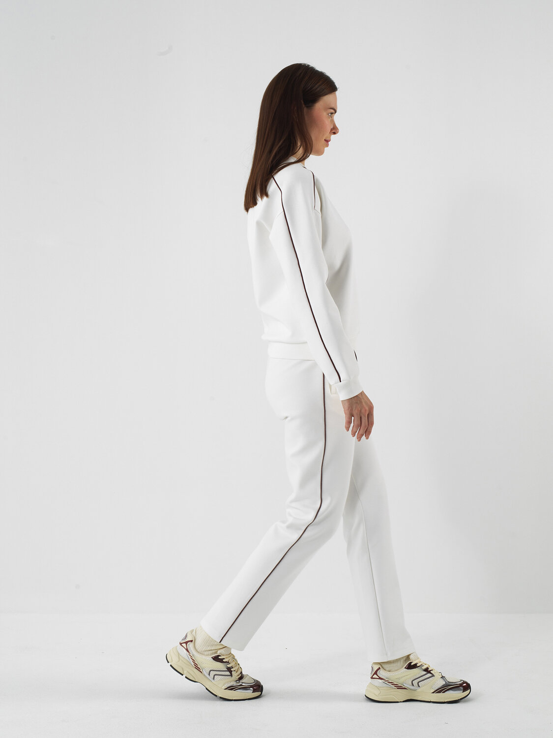 Ekru Pamuk Dokulu Oversize Sweatshirt - Xint