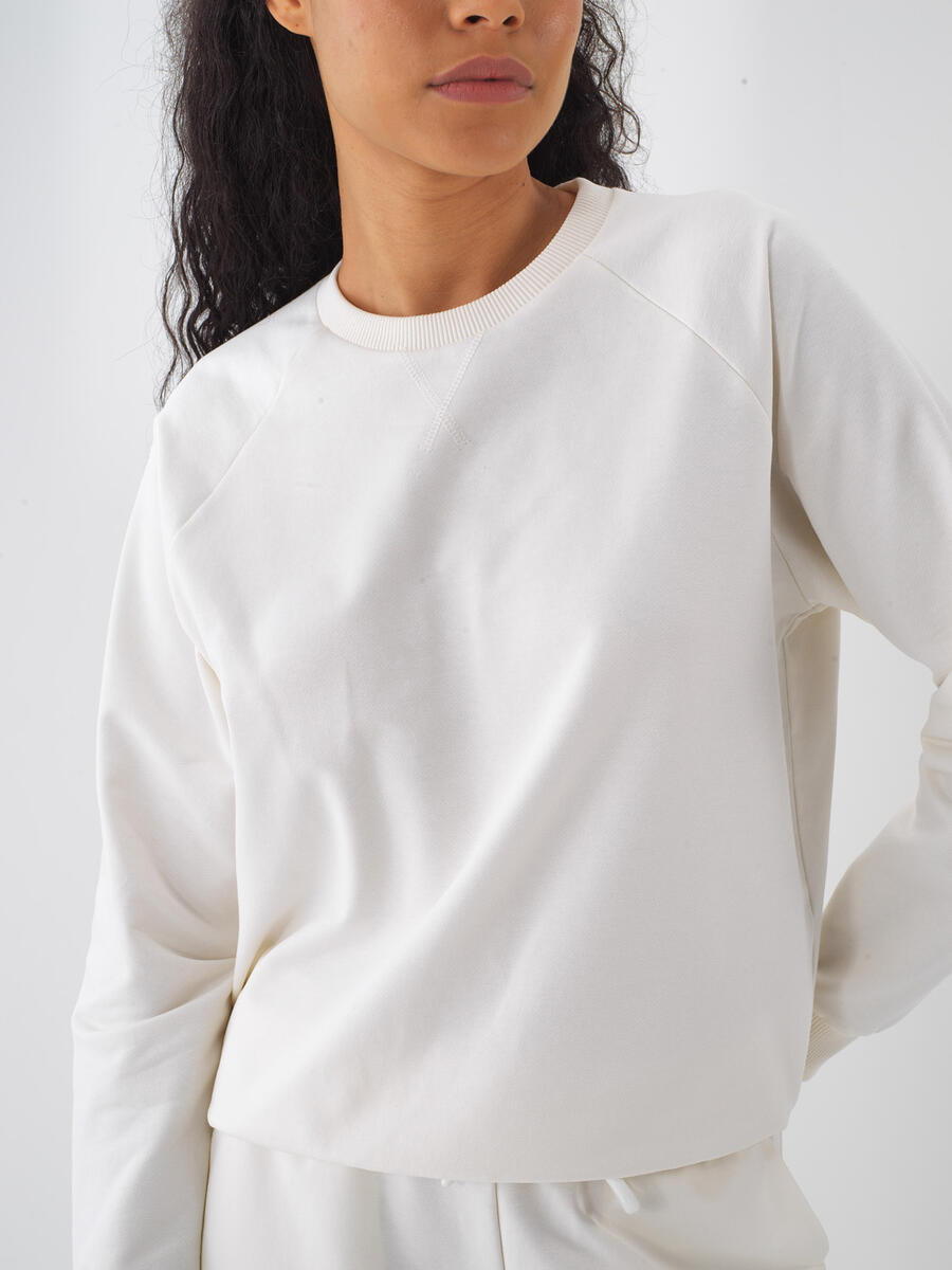 Ekru Regular Fit Pamuklu Sweatshirt