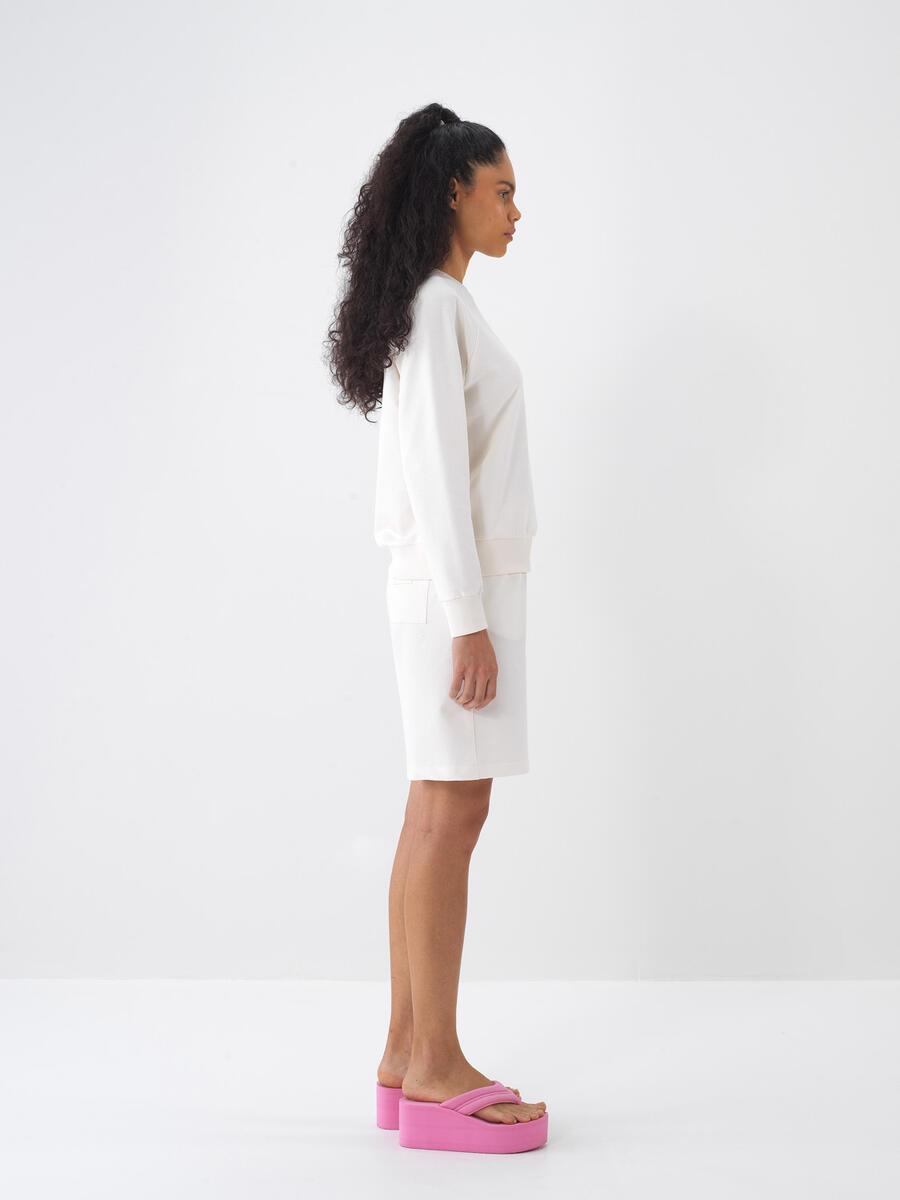Ekru Regular Fit Pamuklu Sweatshirt - 3