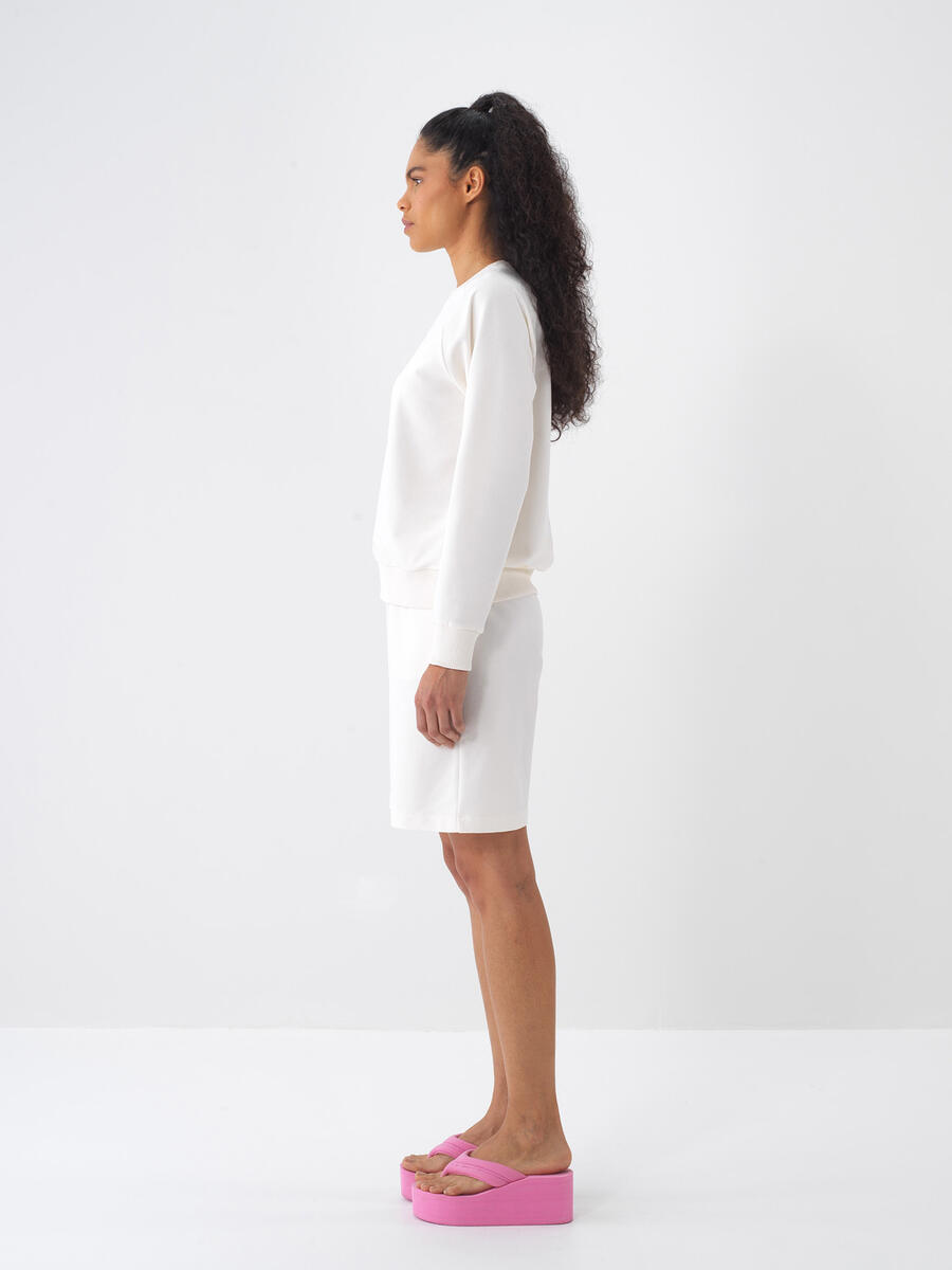 Ekru Regular Fit Pamuklu Sweatshirt - 4