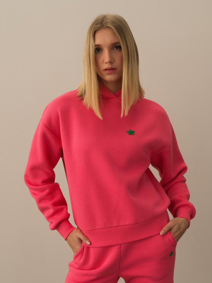 Pembe Oversize Basic Sweatshirt - 1