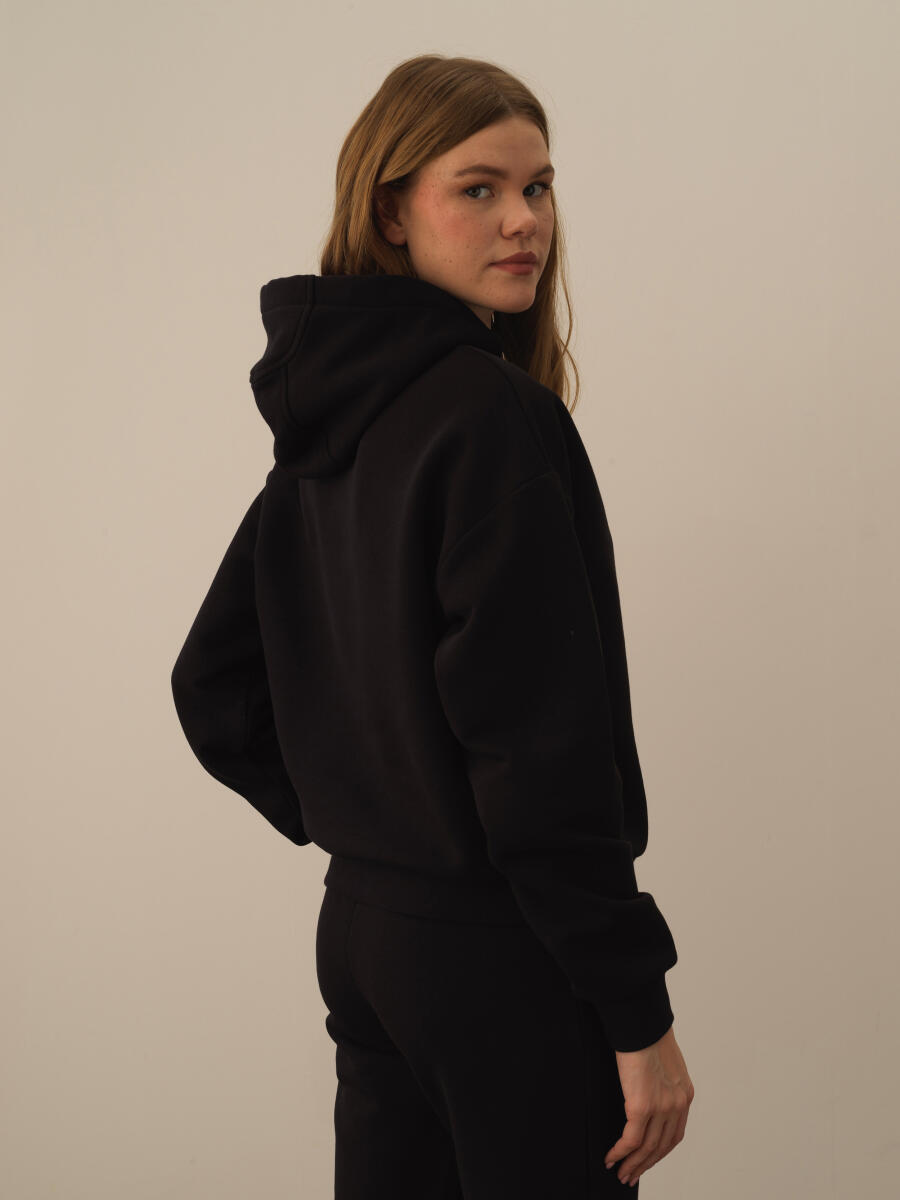 Siyah Oversize Basic Sweatshirt - 3