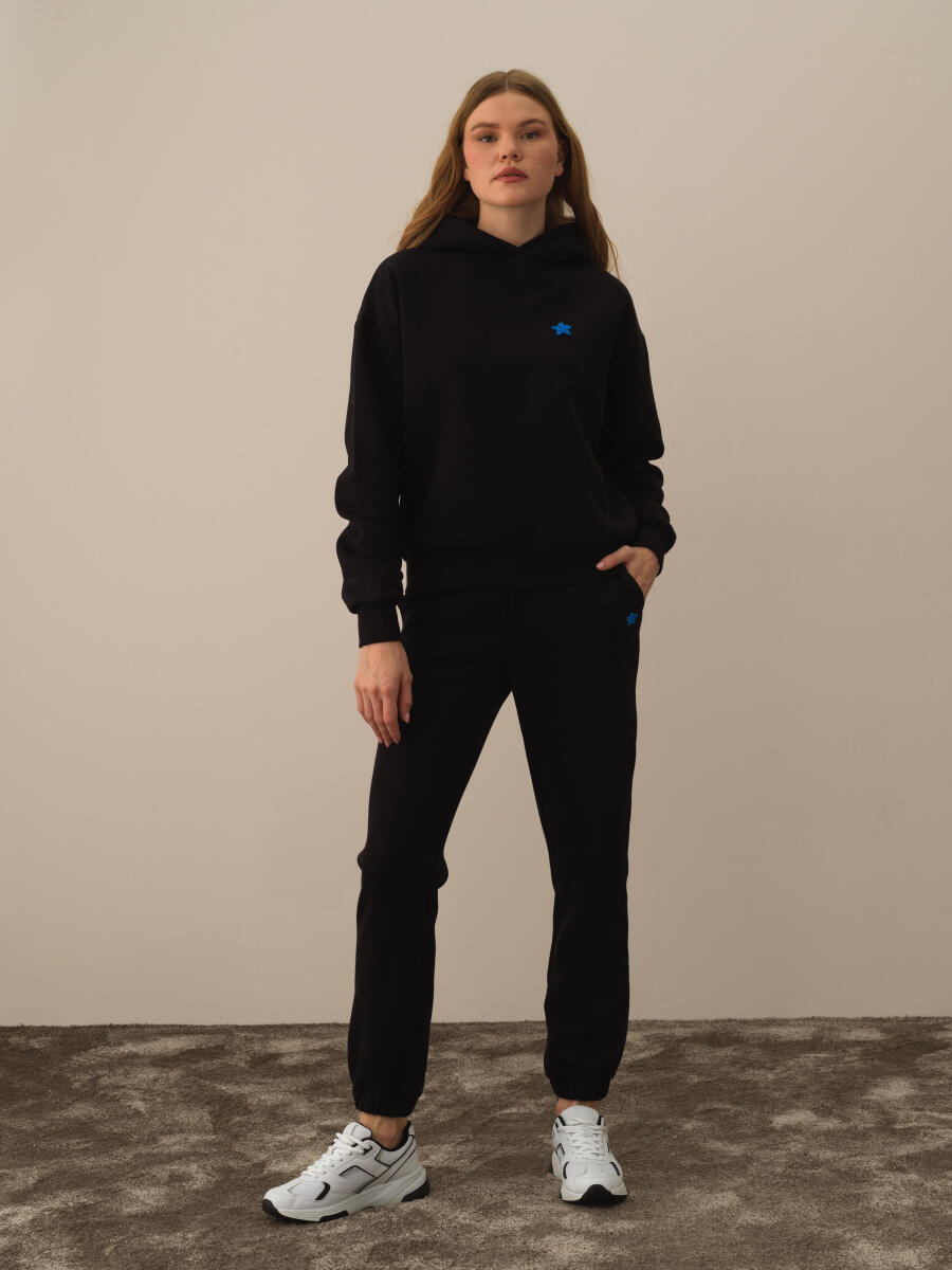 Siyah Oversize Basic Sweatshirt - 2