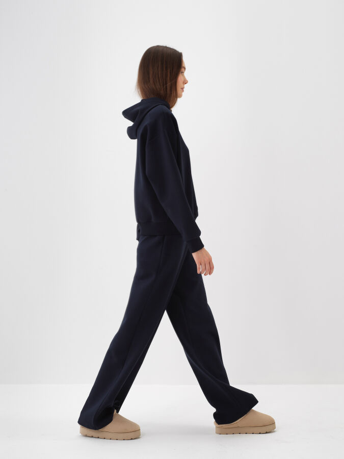 Lacivert Pamuk Dokulu Oversize Sweatshirt - Xint