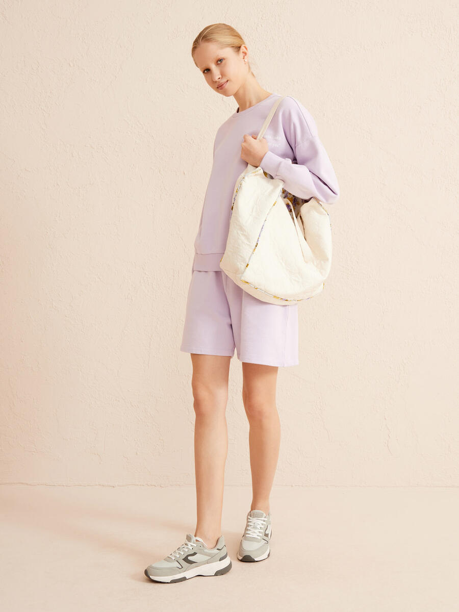 Lila Big Oversize Pamuklu Sweatshirt - 2