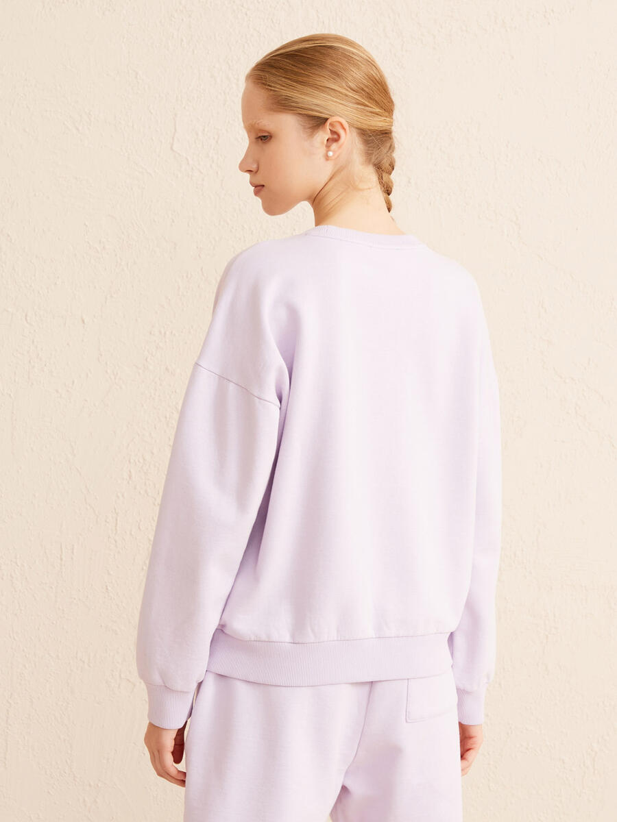 Lila Big Oversize Pamuklu Sweatshirt - 4