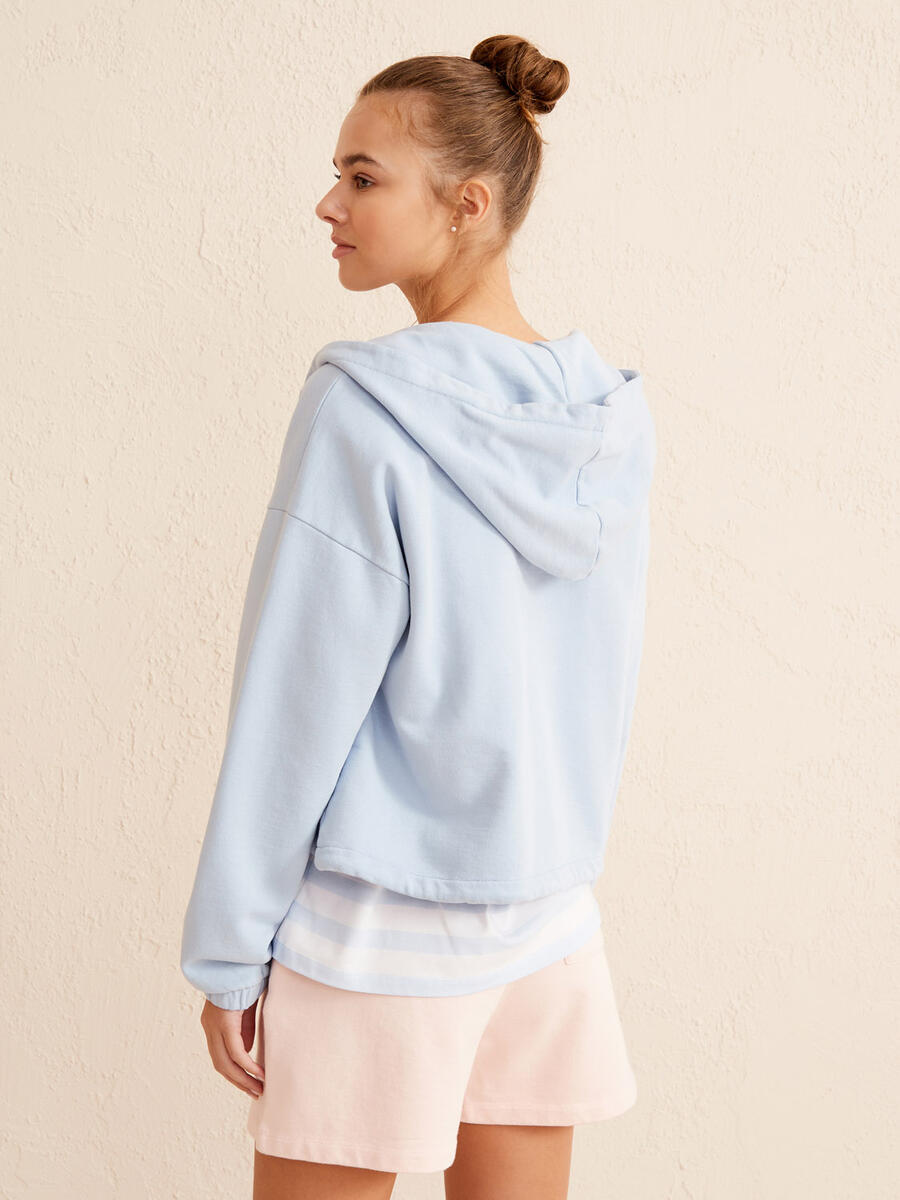 Mavi Oversize Pamuklu Sweatshirt - 4