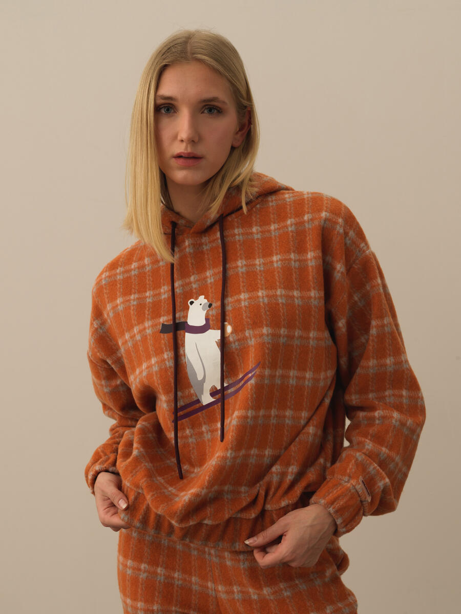 Oranj Esnek Dokulu Oversize Sweatshirt