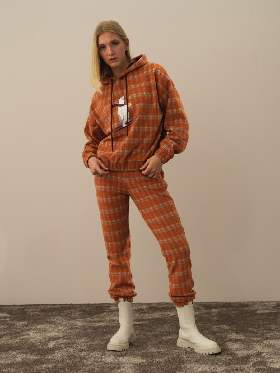 Oranj Esnek Dokulu Oversize Sweatshirt - 2