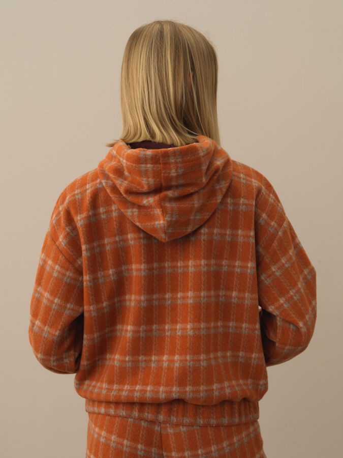 Oranj Esnek Dokulu Oversize Sweatshirt - Xint