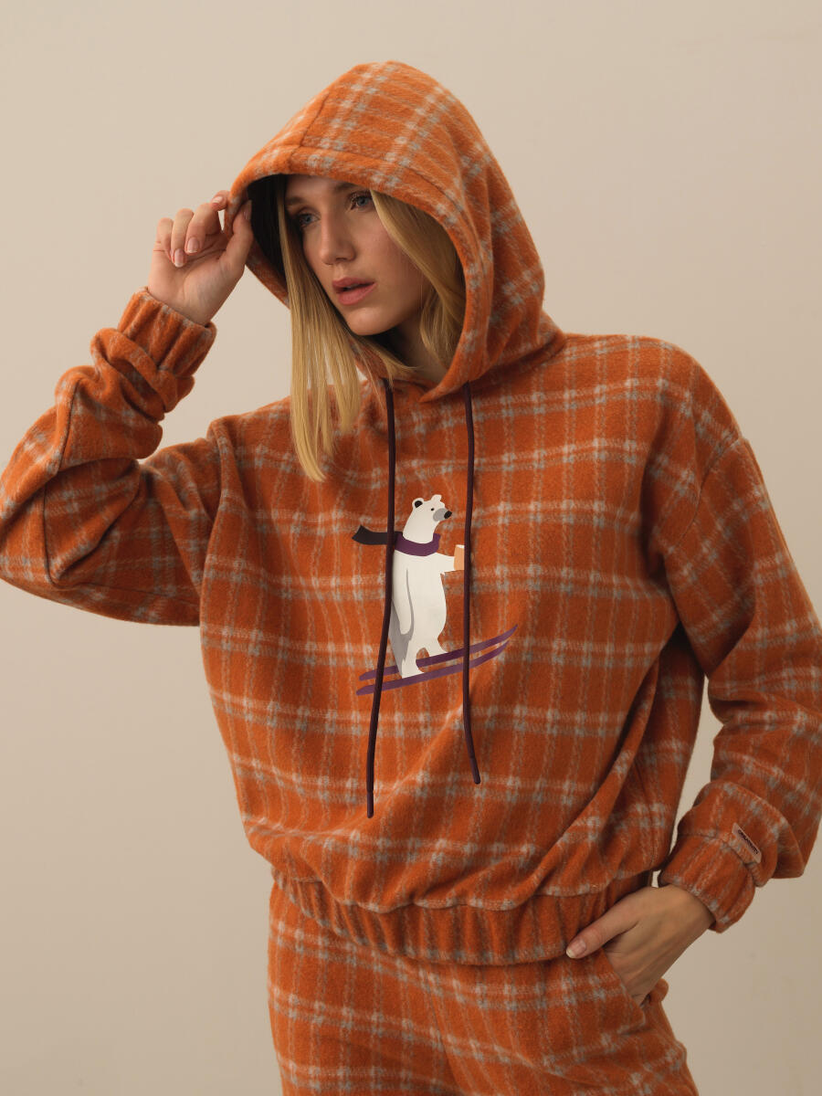 Oranj Esnek Dokulu Oversize Sweatshirt - 3