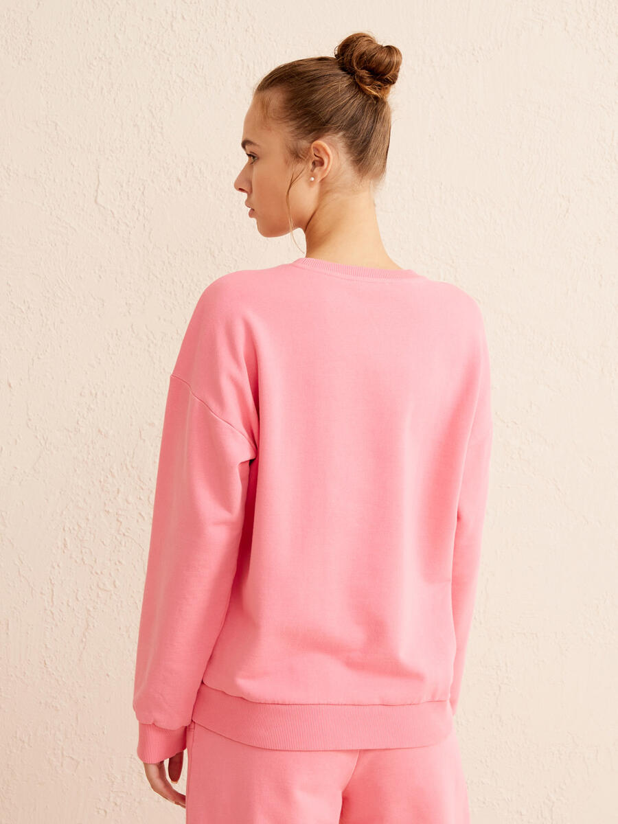 Pembe Big Oversize Pamuklu Sweatshirt - 5
