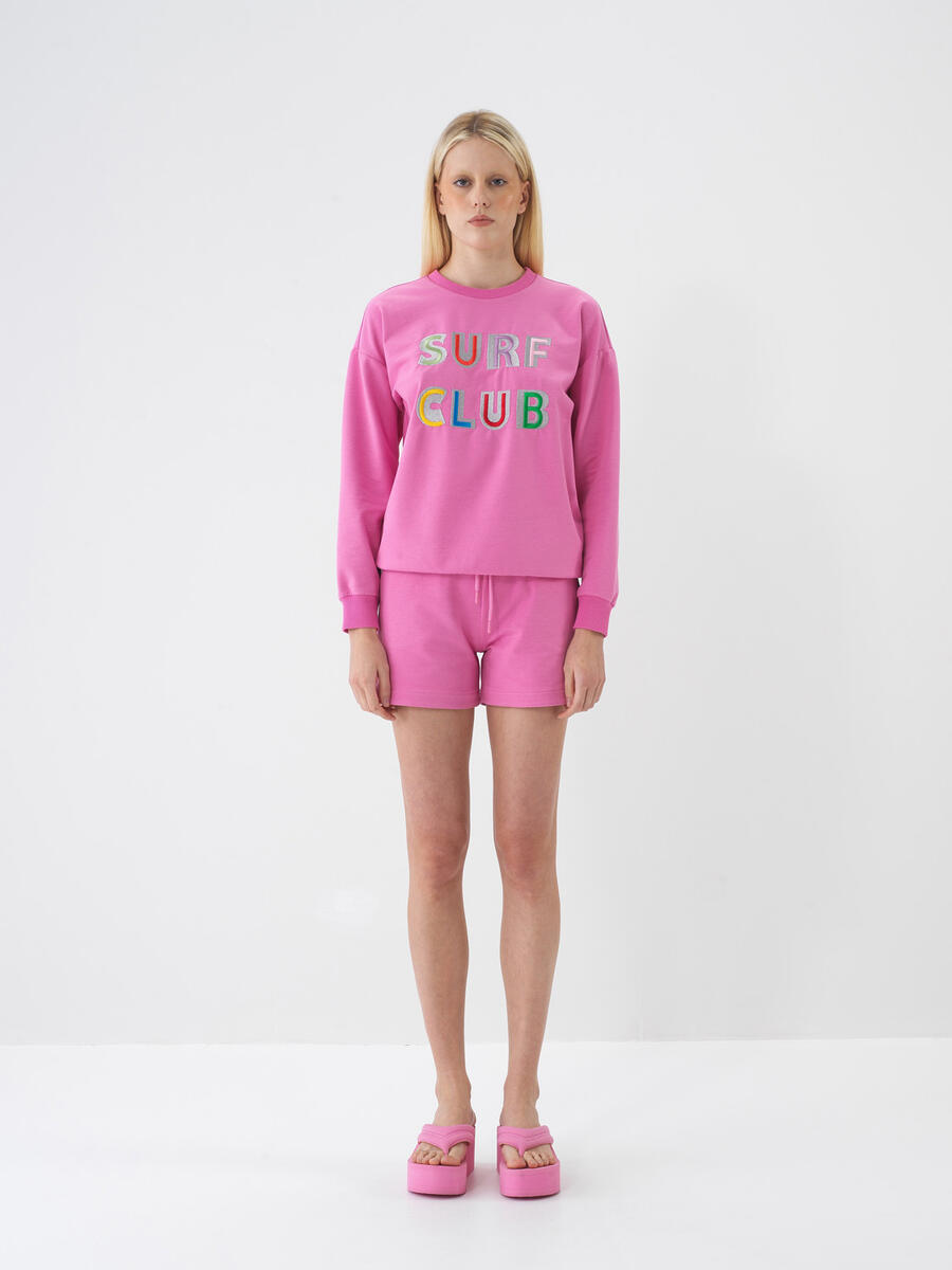 Pembe Oversize Pamuklu Sweatshirt