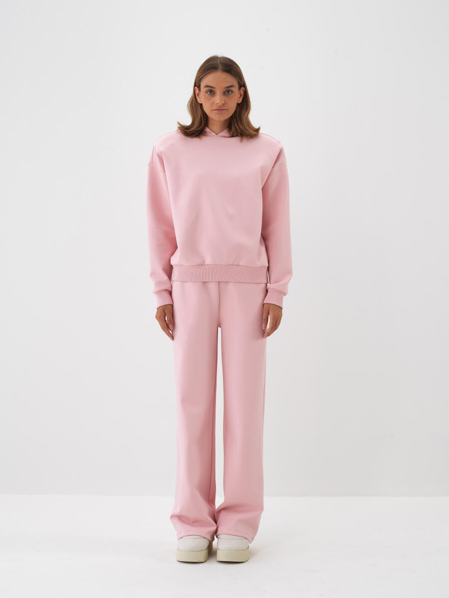 Pembe Pamuk Dokulu Oversize Sweatshirt - 2
