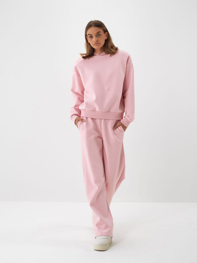 Pembe Pamuk Dokulu Oversize Sweatshirt - Xint