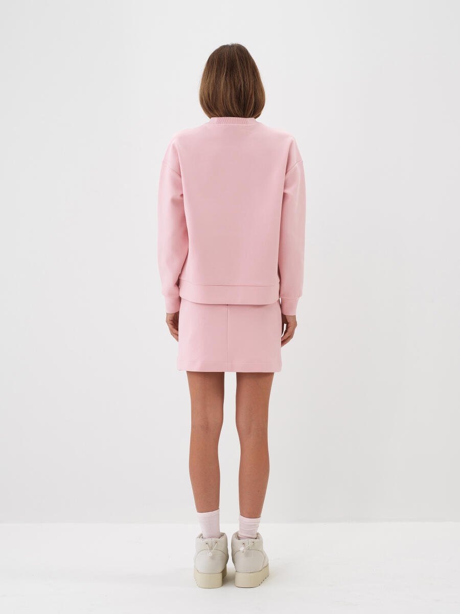 Pembe Pamuk Dokulu Oversize Sweatshirt - 5