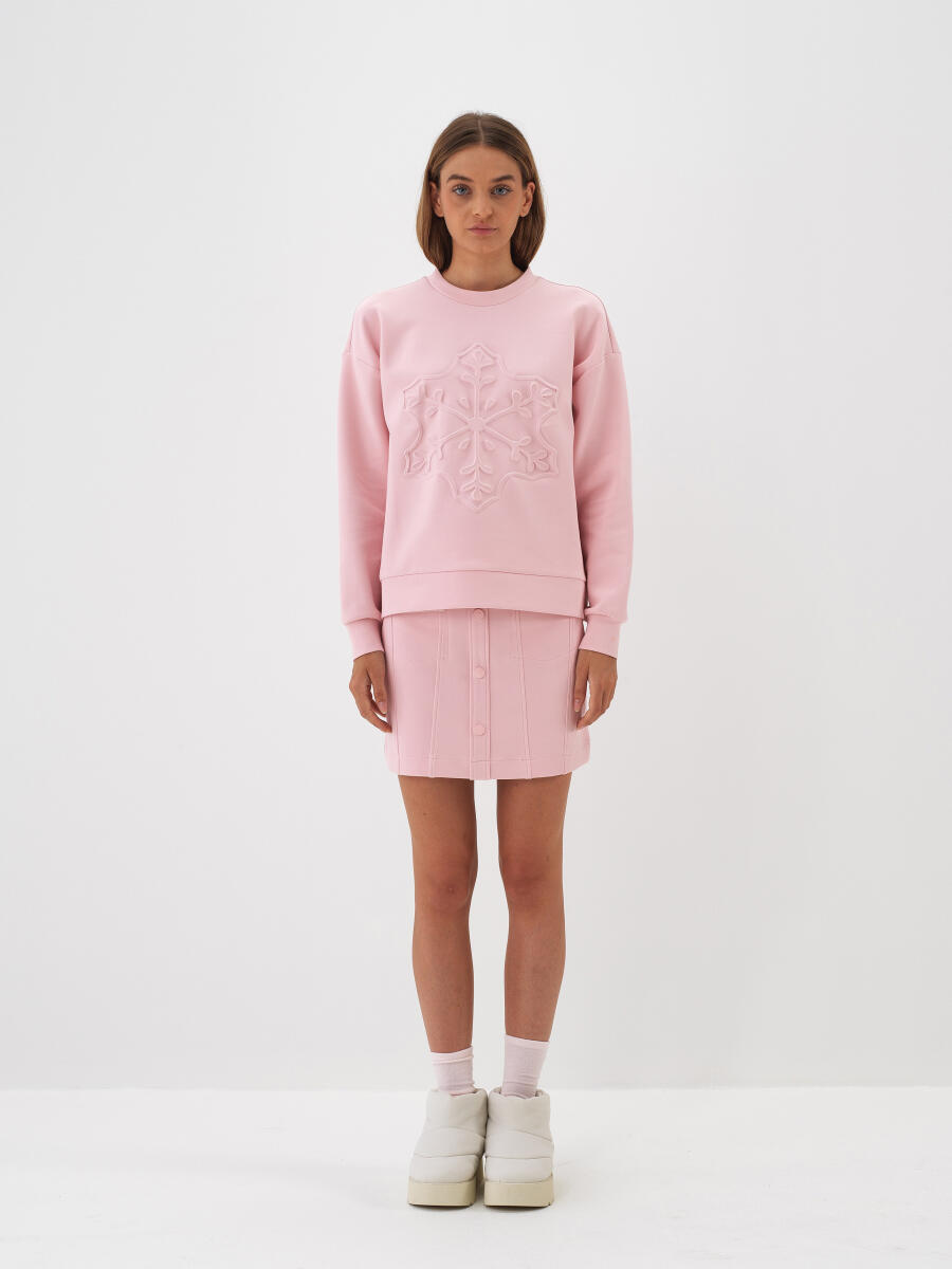 Pembe Pamuk Dokulu Oversize Sweatshirt - 2