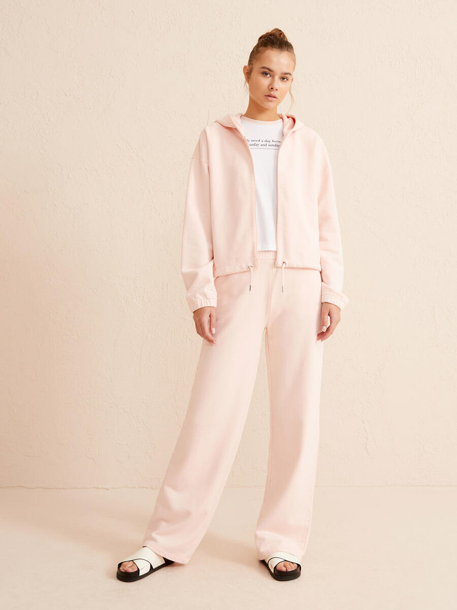 Pudra Rengi Oversize Pamuklu Sweatshirt - 2