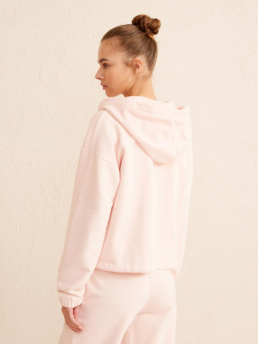 Pudra Rengi Oversize Pamuklu Sweatshirt - 4