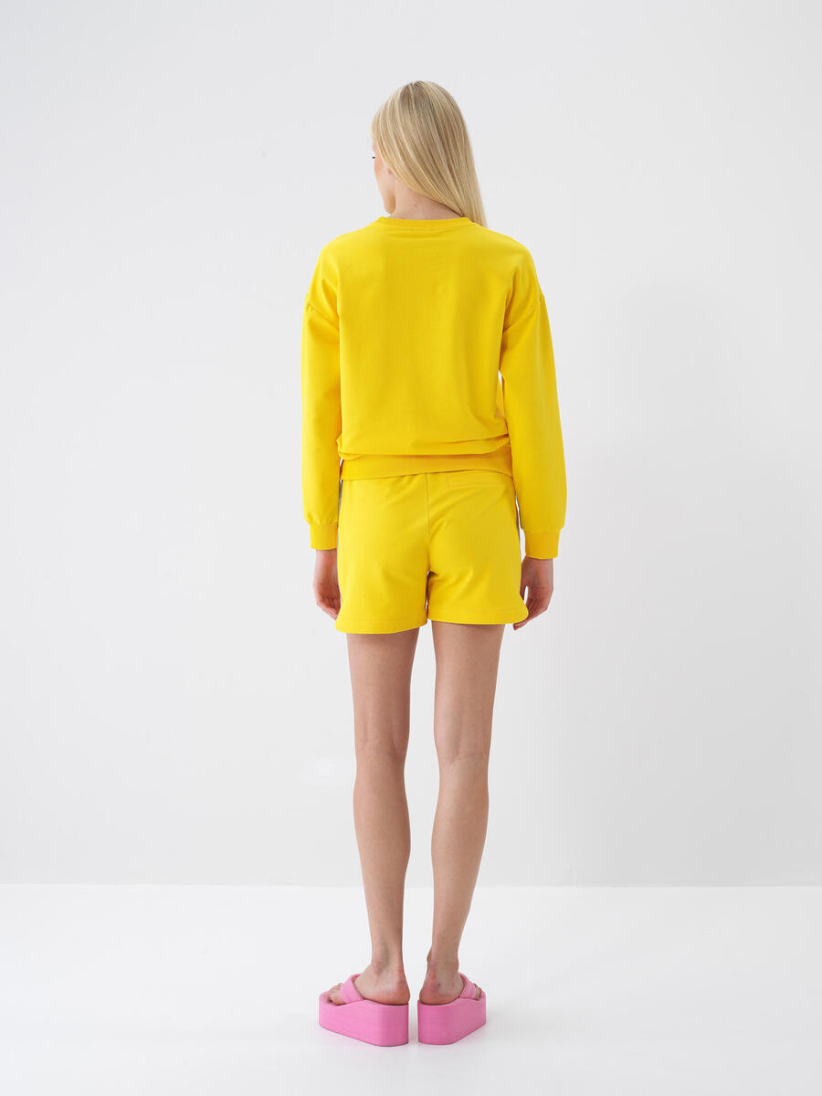 Sarı Oversize Pamuklu Sweatshirt - 4
