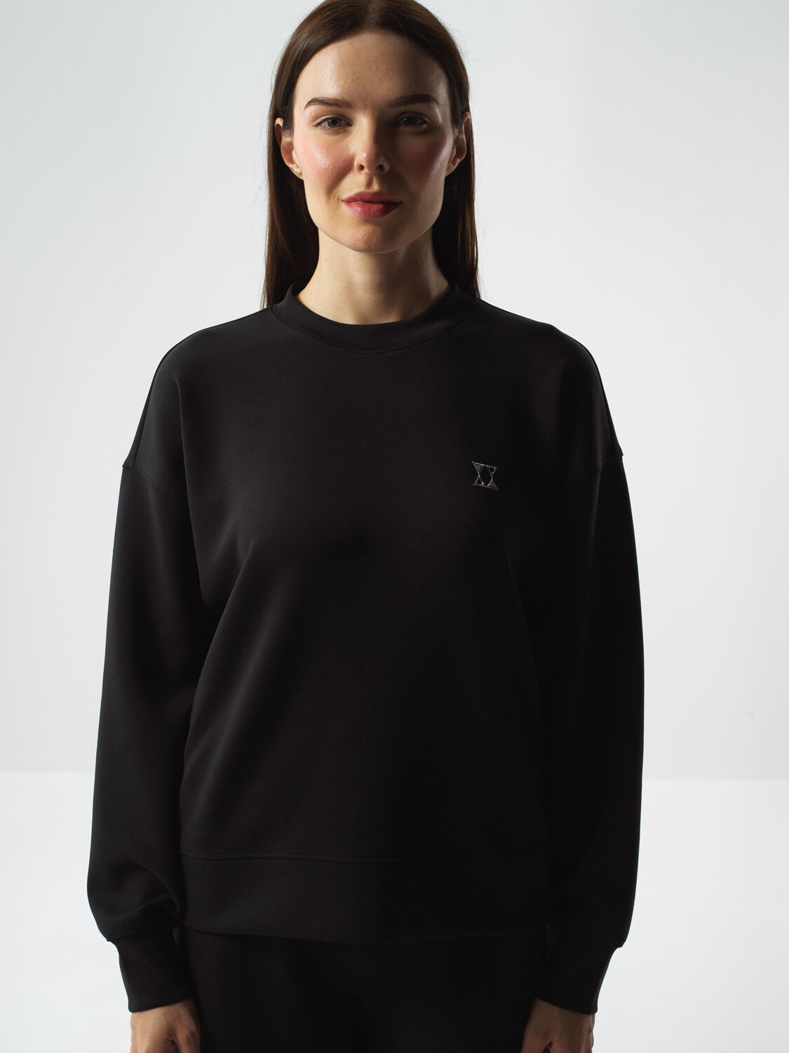 Siyah Modal Dokulu Oversize Sweatshirt - Xint