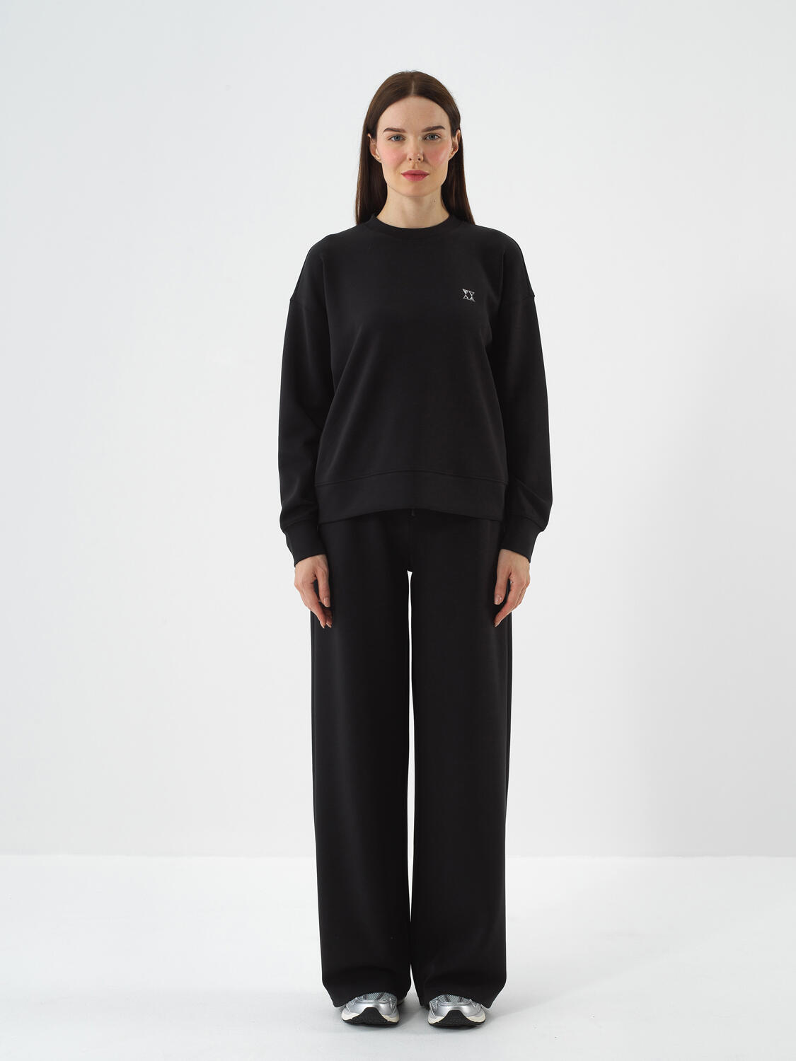 Siyah Modal Dokulu Oversize Sweatshirt - 2