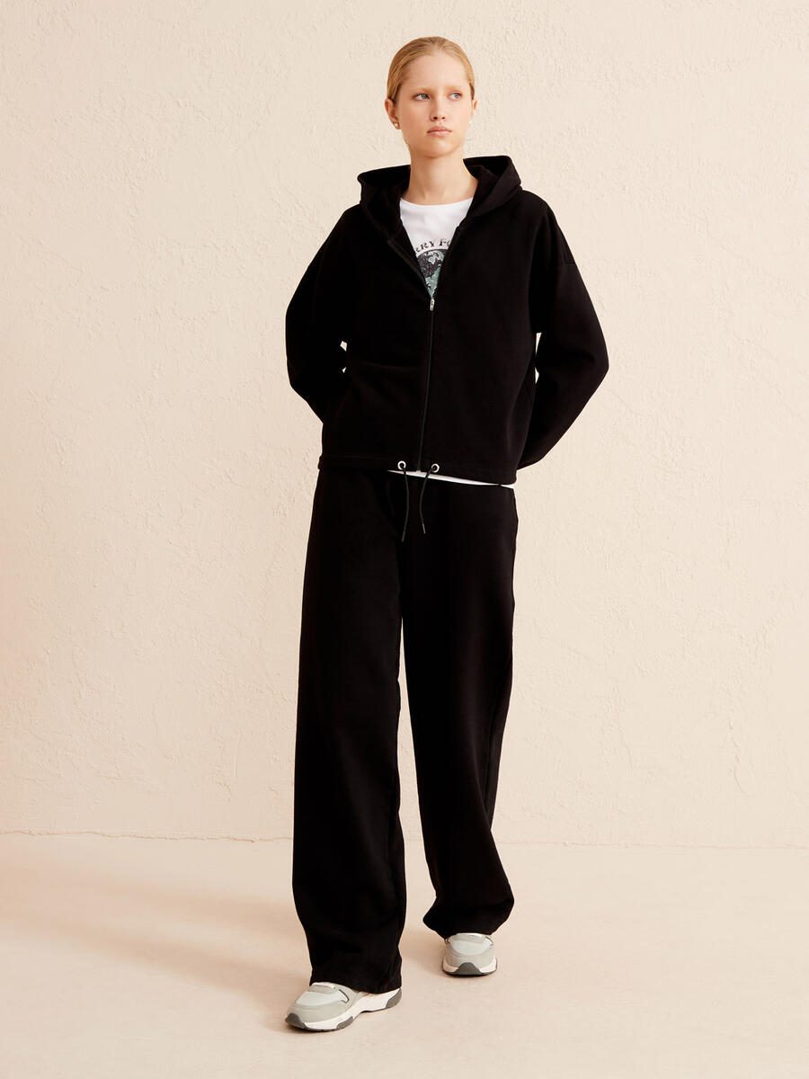 Siyah Oversize Pamuklu Sweatshirt - 3